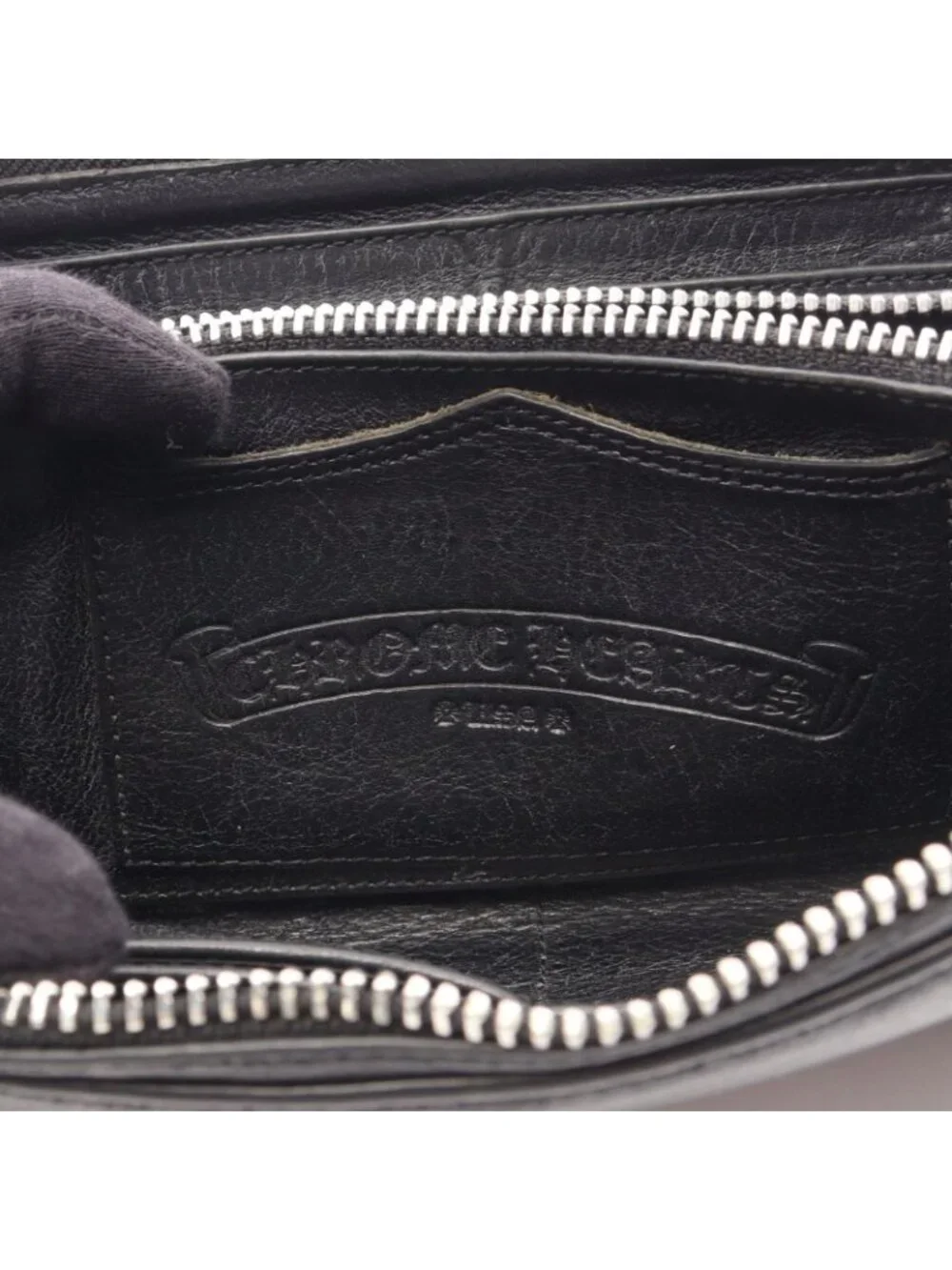 Chrome Hearts Round Wallet Dagger Zip Leather Plain Zip Around